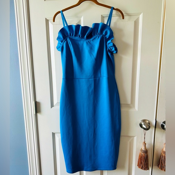 Bebe bodycon dress with ruffles 💙 - Picture 1 of 13